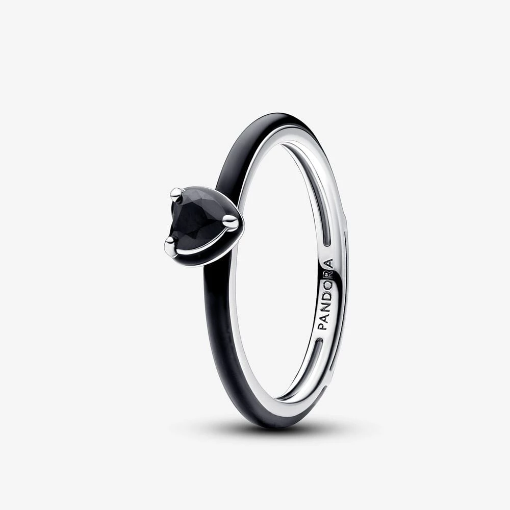 пръстен със сърце с черна чакра pandora me 193088c01