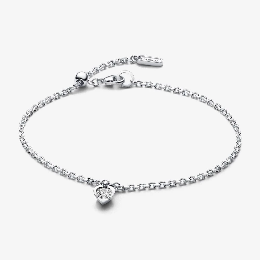 талисман pandora лабораторно отгледан диамант сърце верижка гривна 025 карата tw стерлингово сребро 593094c01
