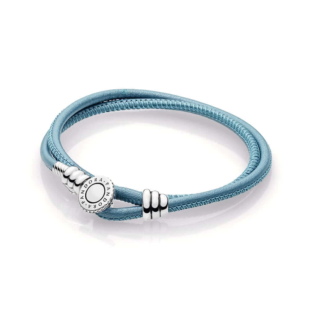 pandora тюркоаз кожена гривна двойна