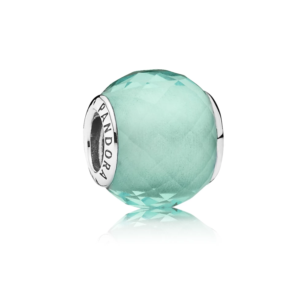 pandora сребърен талисман с фасетирано зелен стъкло мурано 791499sgq